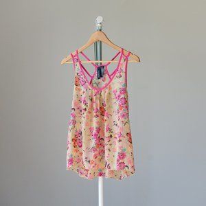 Pink multi-coloured sheer top size medium